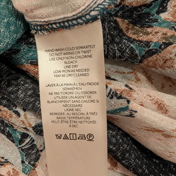 Free People Mikayla Floral Print Tunic Top Green XS - Picture 6 of 10